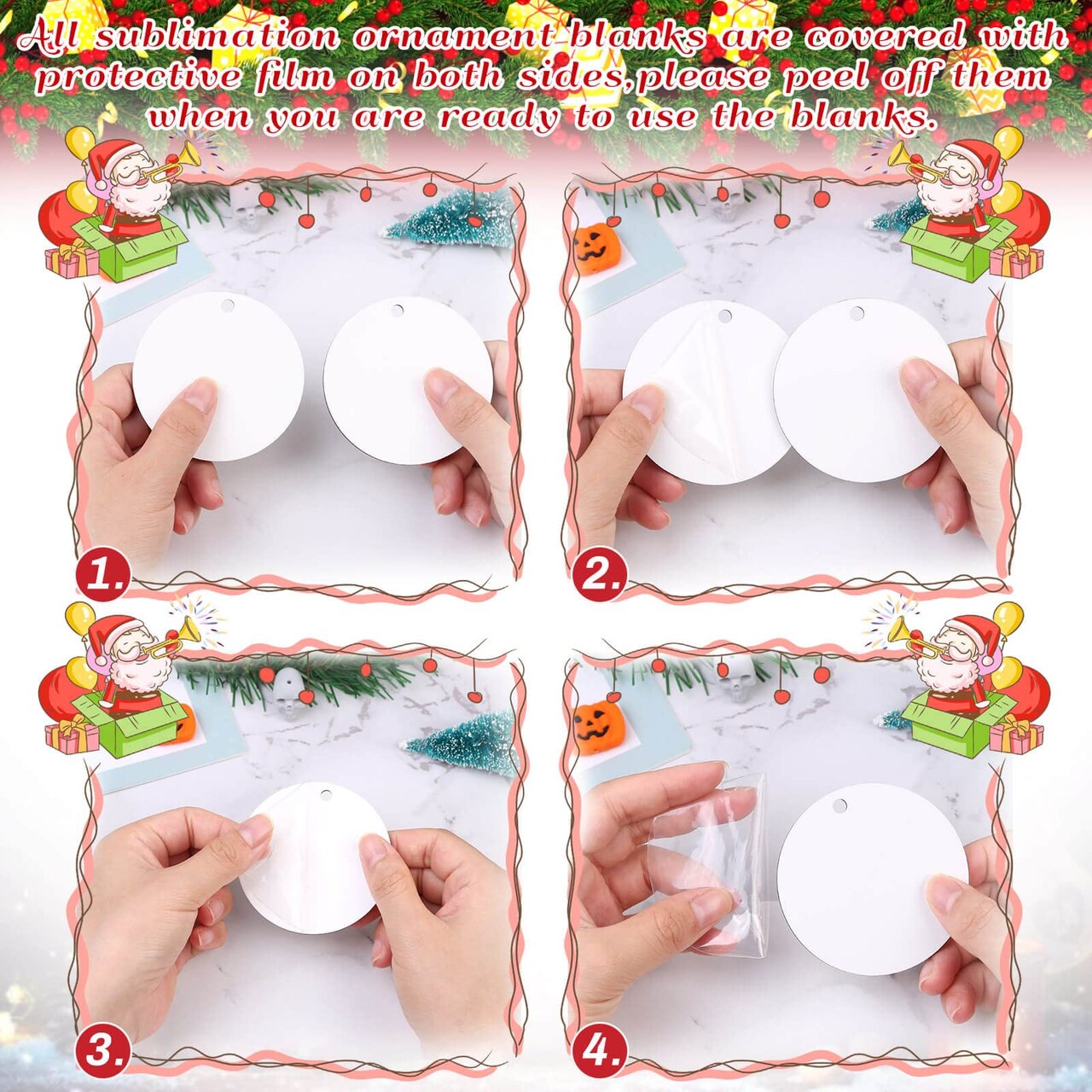 35 PCS Sublimation Ornament Blanks, Round Blank Sublimation Ornaments Sublimation Christmas Ornament Blanks for Christmas Tree Décor, DIY Handmade Crafts(2.76 inches)